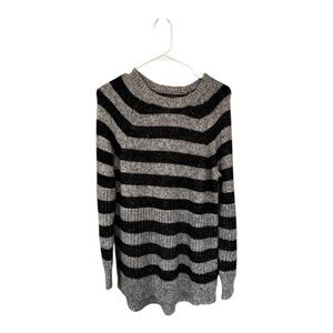 Banana Republic Black and Gray Striped Sweater